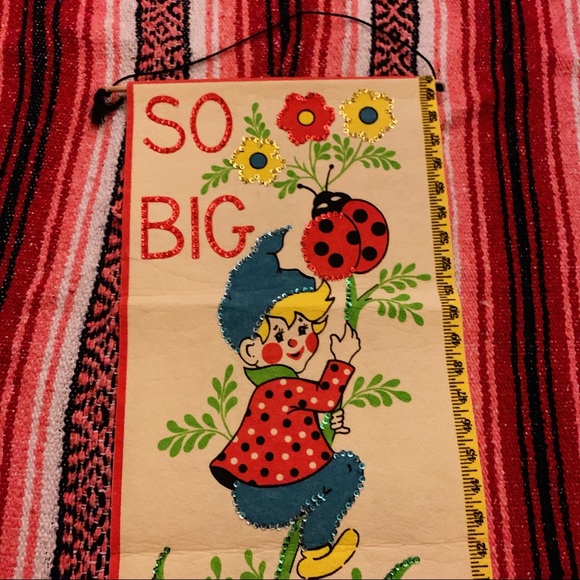 SOLD 70s Dyed Felt & Sequin Kid's Growth Chart - Picture 2 of 4